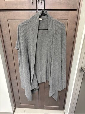 Sweet Romeo Charcoal Ribbed Open-Front Cardigan